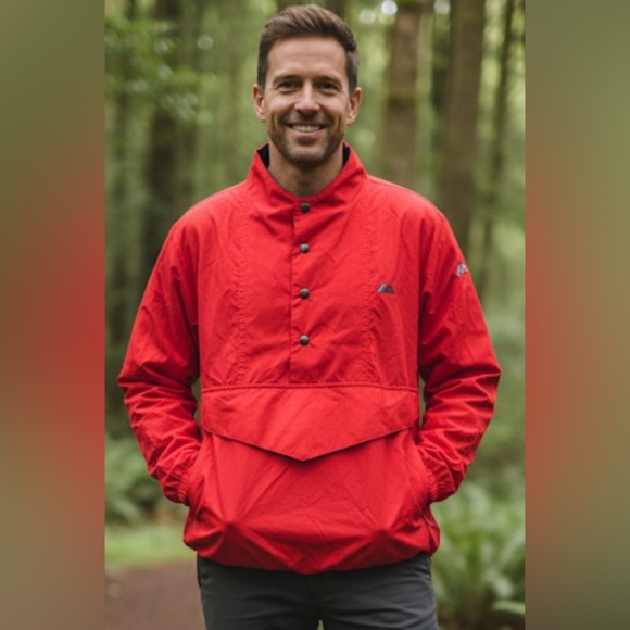 BMW Lifestyle M3 Vintage 90’s Red Kangaroo Pocket Snap Windbreaker Jacket M’s S - Picture 1 of 10